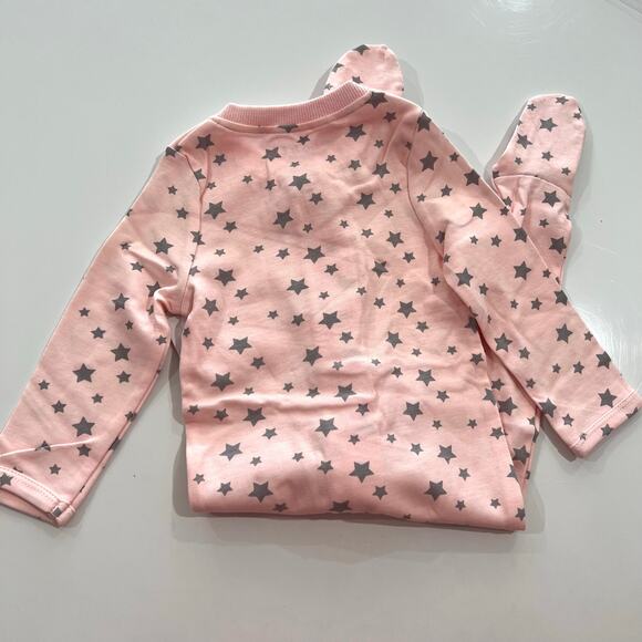 Abe & Elly Organic Cotton Baby Onesie 6-12 month Pink Star Footie Pajamas - Picture 4 of 8
